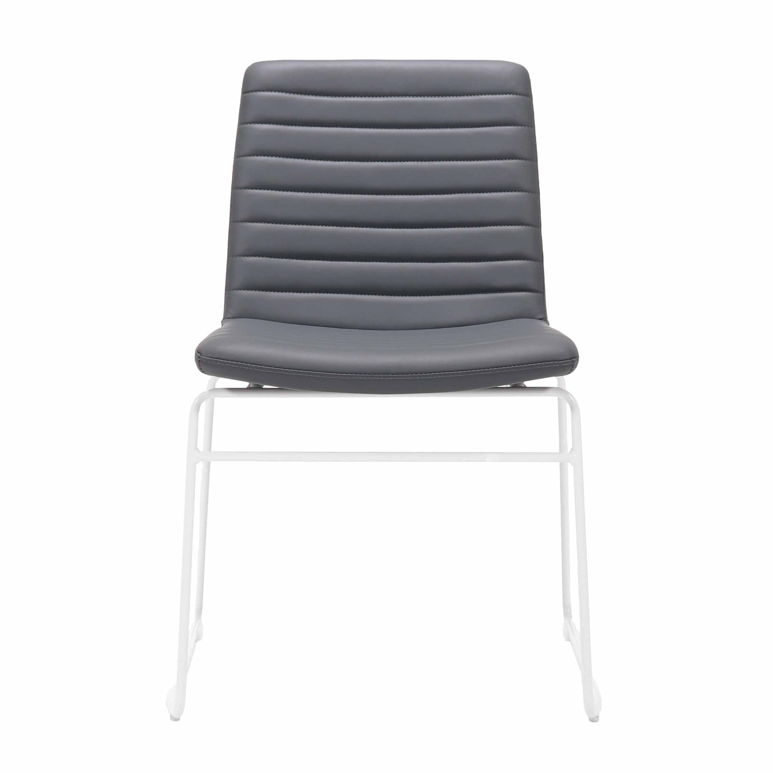 Pixel Sled Base Chair - Navy PU with White frame